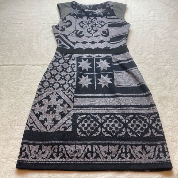 Desigual Gray and Black Geo Design Sleeveless Dress - Picture 2 of 12